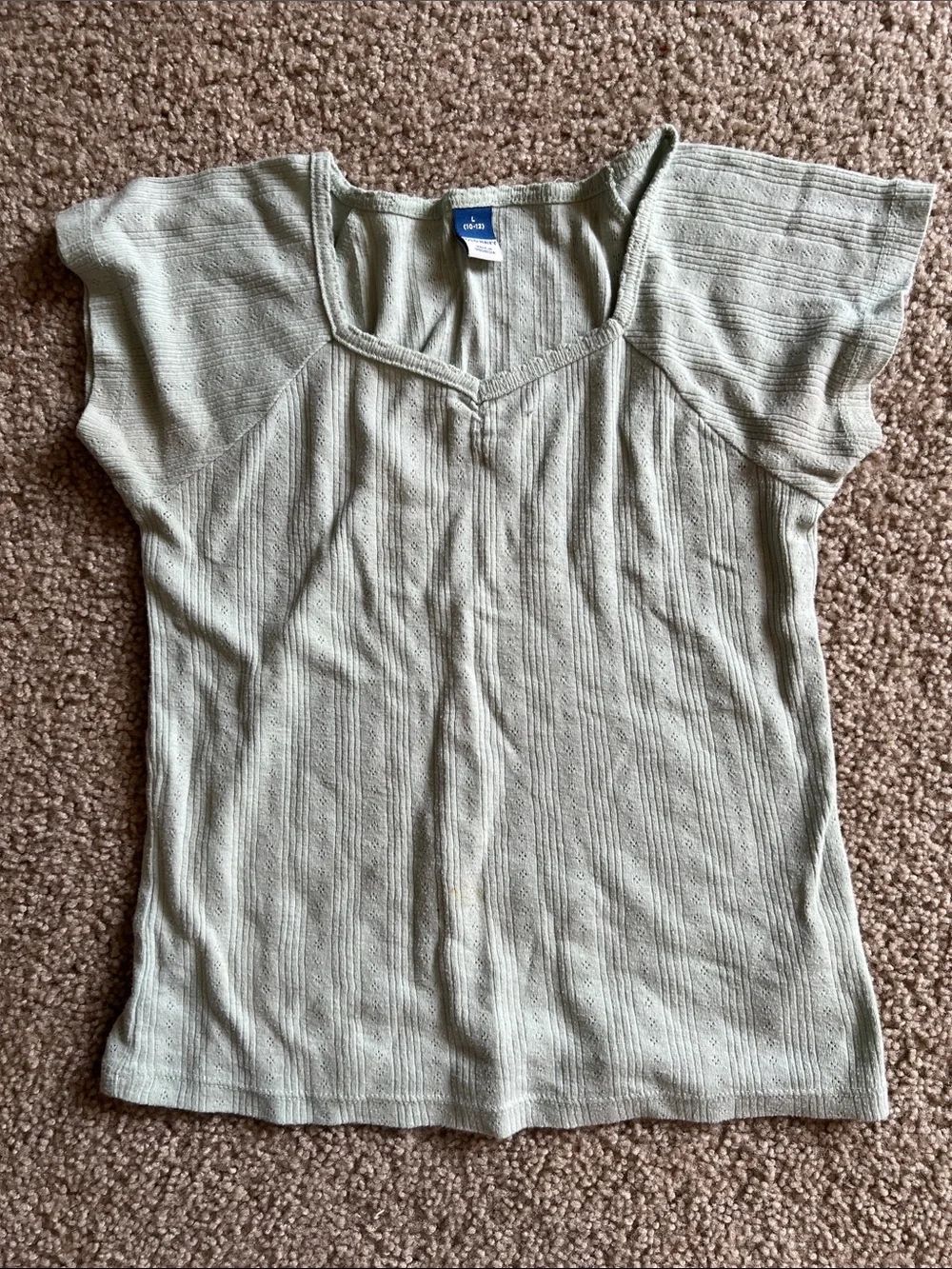 Old Navy Light Green Ribbed Short Sleeve Top